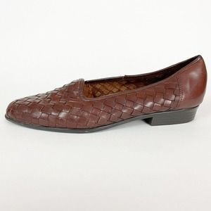 Leather Woven Flats Shoes Made in Brazil Slip On Brown Womens Size 8